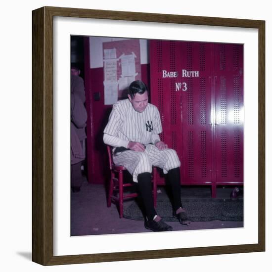 Baseball Player Babe Ruth in Uniform at Yankee Stadium-Ralph Morse-Framed Premium Photographic Print