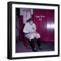 Baseball Player Babe Ruth in Uniform at Yankee Stadium-Ralph Morse-Framed Premium Photographic Print