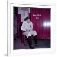 Baseball Player Babe Ruth in Uniform at Yankee Stadium-Ralph Morse-Framed Premium Photographic Print