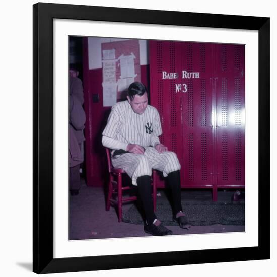 Baseball Player Babe Ruth in Uniform at Yankee Stadium-Ralph Morse-Framed Premium Photographic Print