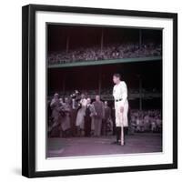 Baseball Player Babe Ruth in Uniform at Yankee Stadium-Ralph Morse-Framed Premium Photographic Print