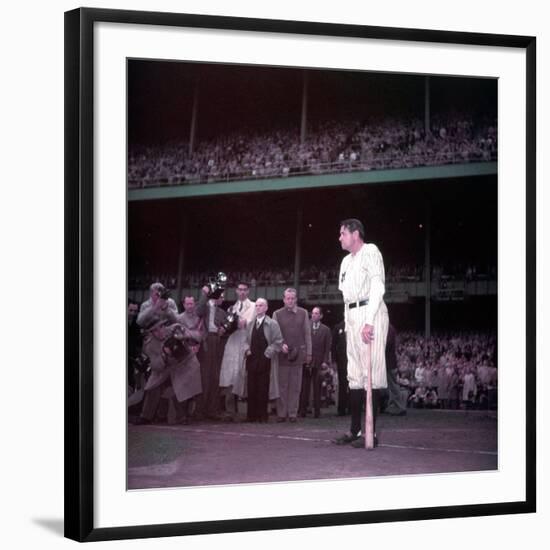 Baseball Player Babe Ruth in Uniform at Yankee Stadium-Ralph Morse-Framed Premium Photographic Print