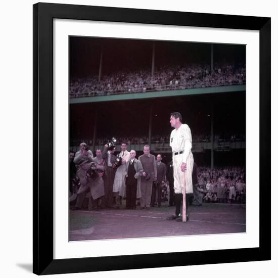 Baseball Player Babe Ruth in Uniform at Yankee Stadium-Ralph Morse-Framed Premium Photographic Print