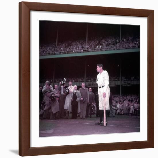 Baseball Player Babe Ruth in Uniform at Yankee Stadium-Ralph Morse-Framed Premium Photographic Print