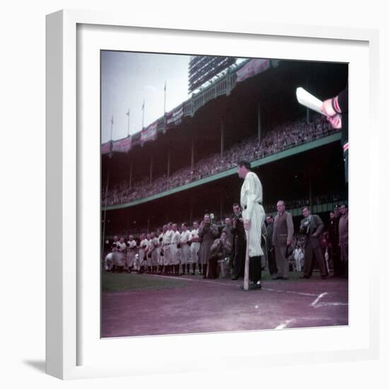 Baseball Player Babe Ruth in Uniform at Yankee Stadium-Ralph Morse-Framed Premium Photographic Print