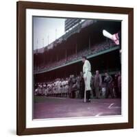 Baseball Player Babe Ruth in Uniform at Yankee Stadium-Ralph Morse-Framed Premium Photographic Print