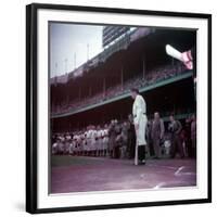 Baseball Player Babe Ruth in Uniform at Yankee Stadium-Ralph Morse-Framed Premium Photographic Print