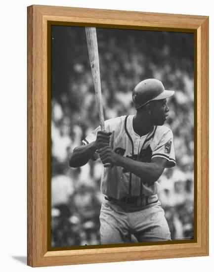 Baseball Player Hank Aaron Waiting for the Pitch-George Silk-Framed Stretched Canvas