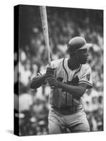 Baseball Player Hank Aaron Waiting for the Pitch-George Silk-Stretched Canvas