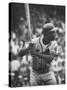 Baseball Player Hank Aaron Waiting for the Pitch-George Silk-Stretched Canvas