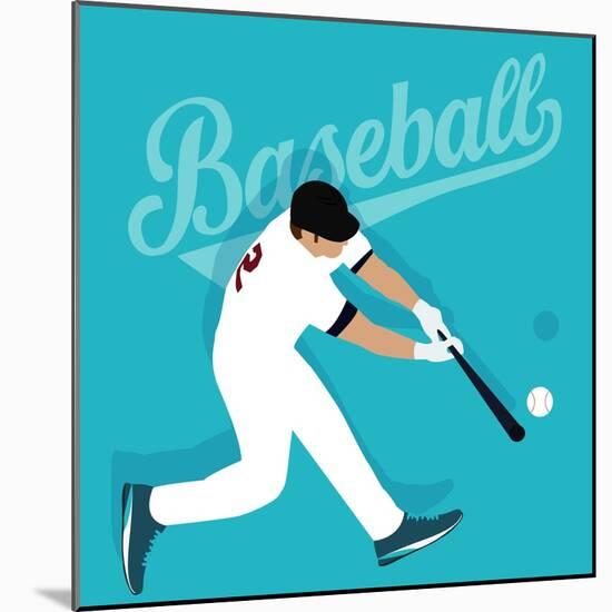 Baseball Player Hit Ball American Sport Athlete-Bakhtiar Zein-Mounted Art Print