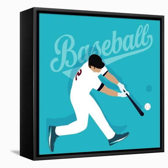 Baseball Player Hit Ball American Sport Athlete-Bakhtiar Zein-Framed Stretched Canvas