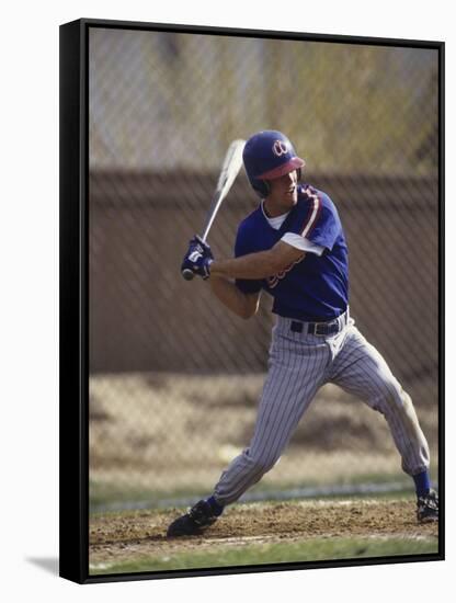 Baseball Player in Action Batting-null-Framed Stretched Canvas