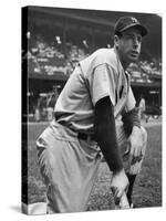 Baseball Player Joe Di Maggio Kneeling in His New York Yankee Uniform-Alfred Eisenstaedt-Stretched Canvas