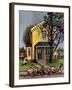 "Baseball Player Mowing the Lawn," July 20, 1946-Stevan Dohanos-Framed Giclee Print