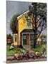 "Baseball Player Mowing the Lawn," July 20, 1946-Stevan Dohanos-Mounted Giclee Print