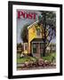 "Baseball Player Mowing the Lawn," Saturday Evening Post Cover, July 20, 1946-Stevan Dohanos-Framed Giclee Print