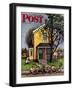 "Baseball Player Mowing the Lawn," Saturday Evening Post Cover, July 20, 1946-Stevan Dohanos-Framed Giclee Print