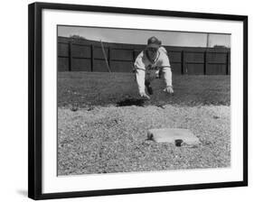 Baseball Player Richie Ashburn Making a Belly-Whopper Slide into Base During Practice-Ralph Morse-Framed Premium Photographic Print