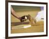 Baseball Player Sliding at a Base, and a Gloved Hand Holding a Ball-null-Framed Photographic Print