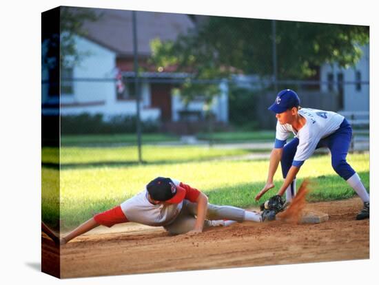 Baseball Player Sliding into Base-Bill Bachmann-Stretched Canvas