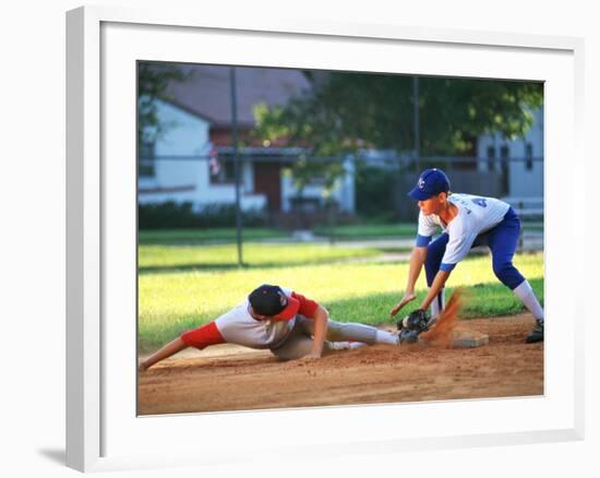 Baseball Player Sliding into Base-Bill Bachmann-Framed Photographic Print