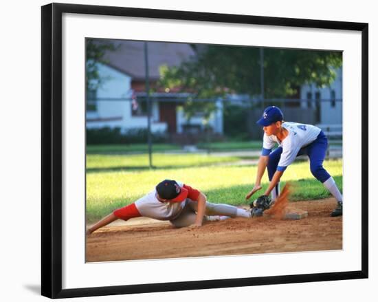 Baseball Player Sliding into Base-Bill Bachmann-Framed Photographic Print