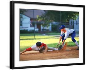 Baseball Player Sliding into Base-Bill Bachmann-Framed Photographic Print