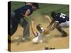 Baseball Player Sliding on a Base-null-Stretched Canvas