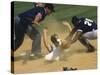 Baseball Player Sliding on a Base-null-Stretched Canvas