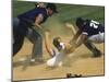 Baseball Player Sliding on a Base-null-Mounted Premium Photographic Print