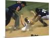 Baseball Player Sliding on a Base-null-Mounted Photographic Print