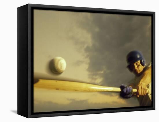 Baseball Player Swinging a Bat-null-Framed Stretched Canvas