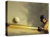 Baseball Player Swinging a Bat-null-Stretched Canvas