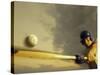 Baseball Player Swinging a Bat-null-Stretched Canvas