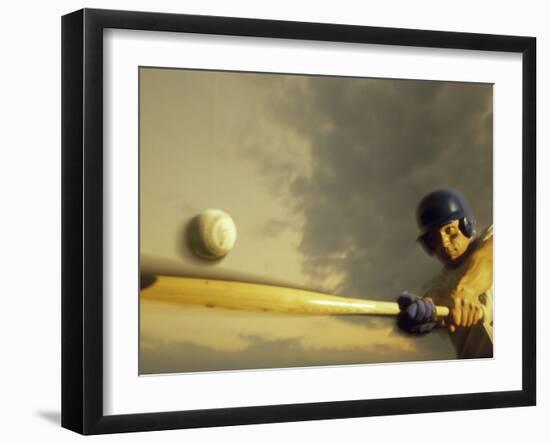 Baseball Player Swinging a Bat-null-Framed Photographic Print