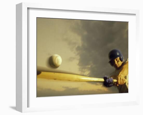 Baseball Player Swinging a Bat-null-Framed Photographic Print