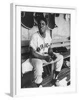 Baseball Player Willie Mays During Giants-Braves Game-null-Framed Premium Photographic Print