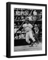 Baseball Player Willie Mays Hitting a Ball-null-Framed Premium Photographic Print