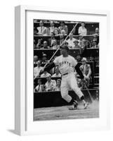 Baseball Player Willie Mays Hitting a Ball-null-Framed Premium Photographic Print