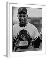 Baseball Player Willie Mays Posing for a Picture-null-Framed Premium Photographic Print