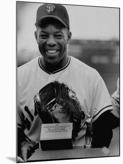 Baseball Player Willie Mays Posing for a Picture-null-Mounted Premium Photographic Print