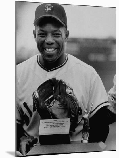 Baseball Player Willie Mays Posing for a Picture-null-Mounted Premium Photographic Print