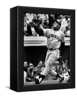 Baseball Player Willie Mays Watching Ball Clear Fence for Home Run in Game with Dodgers-Ralph Morse-Framed Stretched Canvas