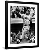 Baseball Player Willie Mays Watching Ball Clear Fence for Home Run in Game with Dodgers-Ralph Morse-Framed Premium Photographic Print