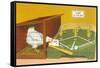 Baseball Playing Chicken-Found Image Press-Framed Stretched Canvas
