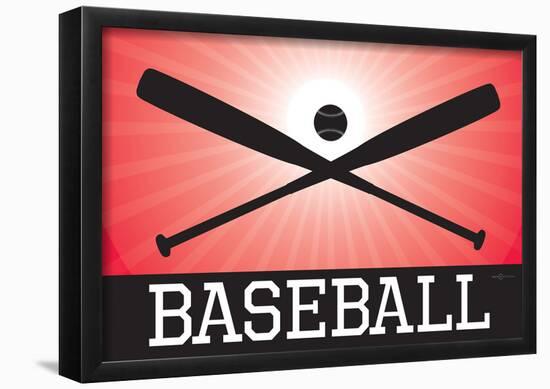 Baseball Red Sports Poster Print-null-Framed Poster