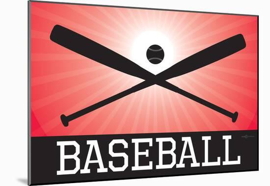 Baseball Red Sports Poster Print-null-Mounted Poster