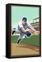 Baseball - Shortstop-Lantern Press-Framed Stretched Canvas