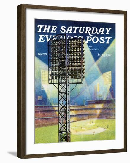 "Baseball Stadium at Night," Saturday Evening Post Cover, June 28, 1941-Roy Hilton-Framed Giclee Print